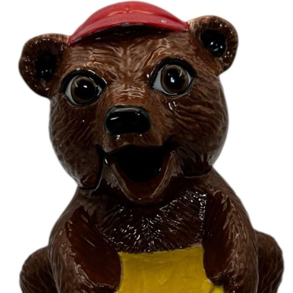 Vintage Ceramic Bear Honey Jar Cookie Jar Cabin Lodge Rustic Kitchen Decor